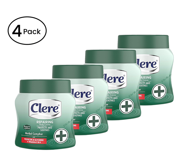 Clere Repairing Body Cream with Herbal Camphor, Tissue Oil, Glycerine, Vitamins E & A, 24-Hour Moisturisation, 500ml
