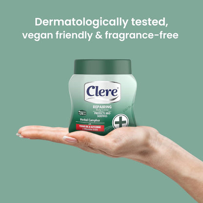 Clere Repairing Body Cream with Herbal Camphor, Tissue Oil, Glycerine, Vitamins E & A, 24-Hour Moisturisation, 500ml