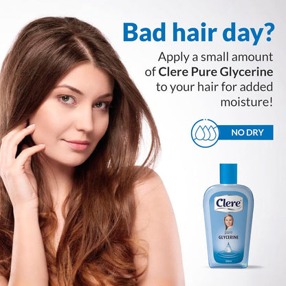 CLERE 100% Pure Glycerin Liquid for Versatile Body Skin Care, Glycerine for Face Moisturizes Dry Skin & Softens, Glycerol Reduces Stretch Marks