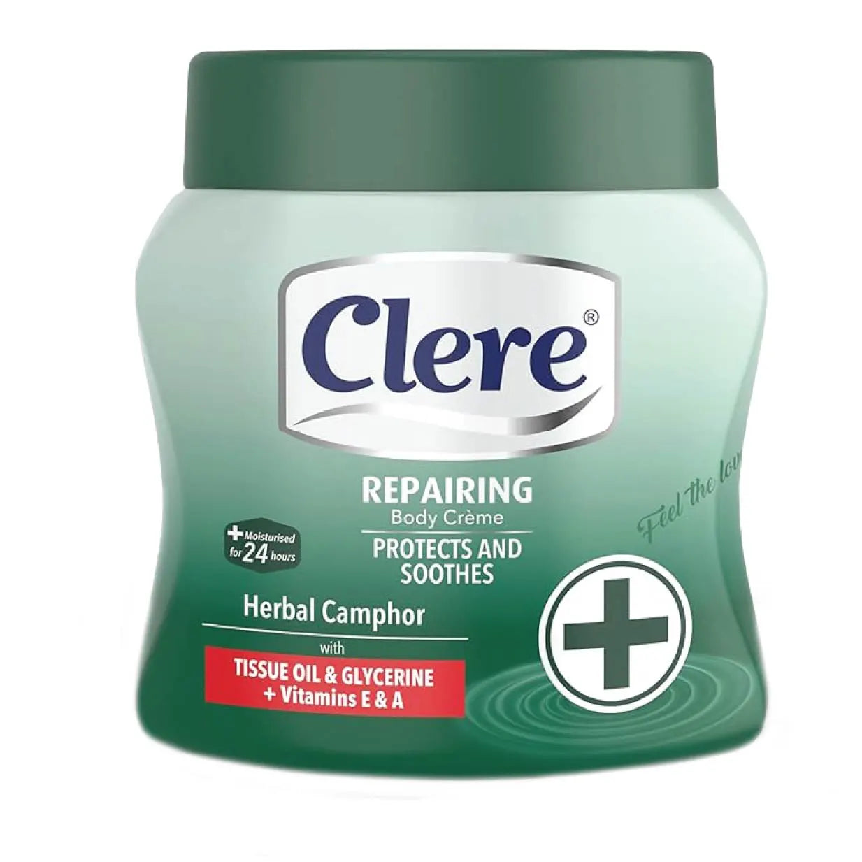 Clere Repairing Body Cream with Herbal Camphor, Tissue Oil, Glycerine, Vitamins E & A, 24-Hour Moisturisation, 500ml