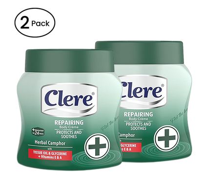 Clere Repairing Body Cream with Herbal Camphor, Tissue Oil, Glycerine, Vitamins E & A, 24-Hour Moisturisation, 500ml